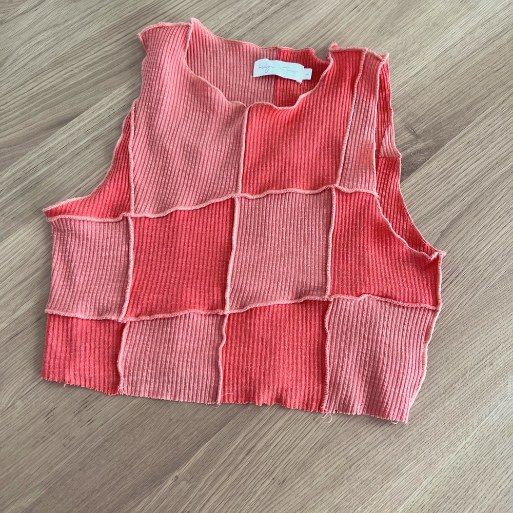 Orange patchwork tank brand: yellowthelabel